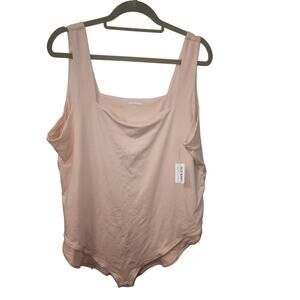 NWT Old Navy 4X Pale Ballerina Pink Square Neck Bodysuit Basic Closet Staple